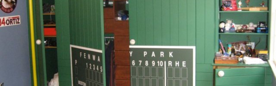 Closet that looks like the scoreboard at Fenway Park