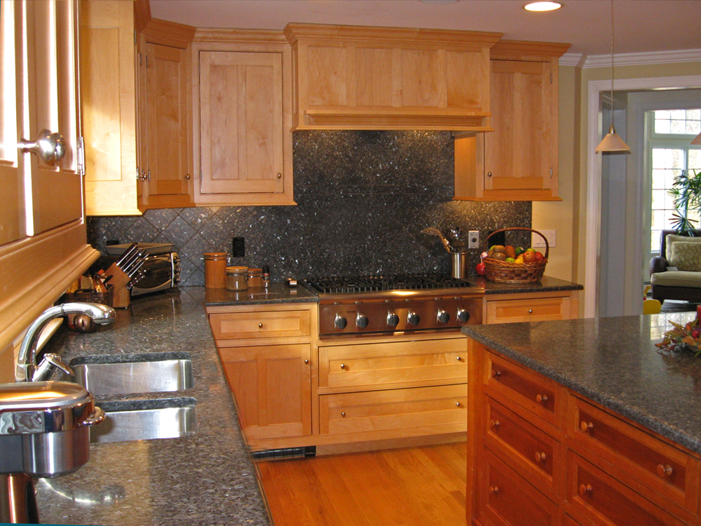 cherry maple and gray granite