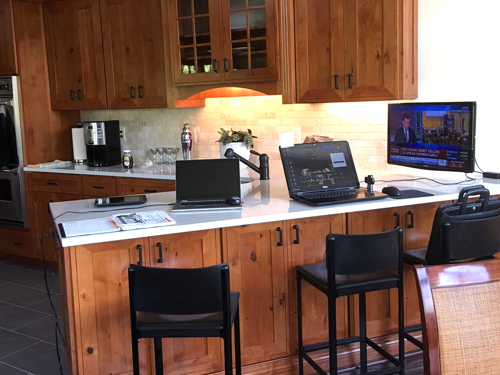 counter with barstools